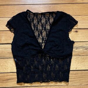 Elegant Black Lace Women Top